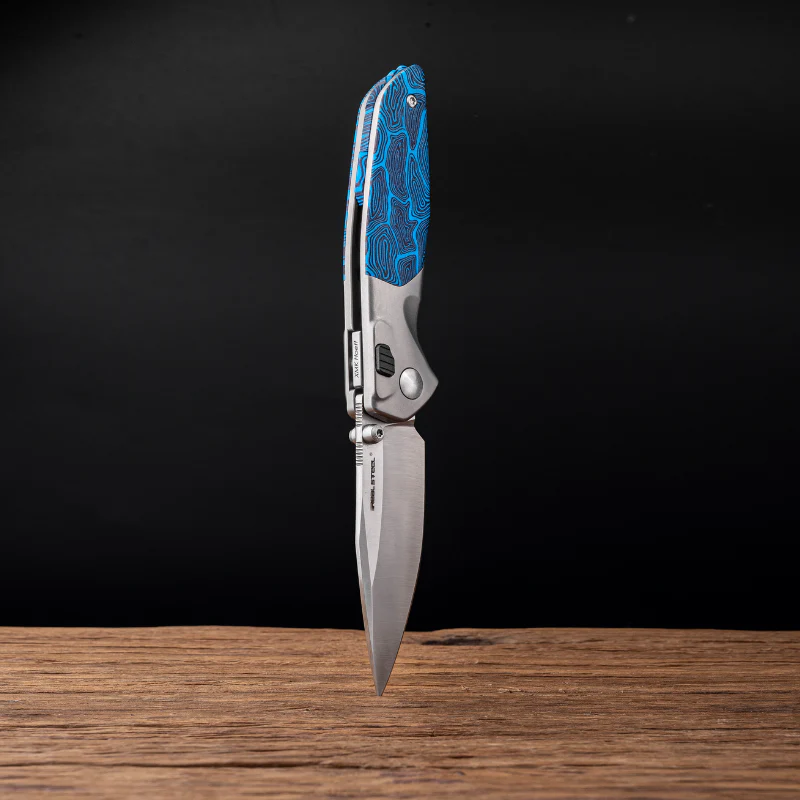 Hoeft | S35VN | Titanium & Blue Damascus G10 - Image 3