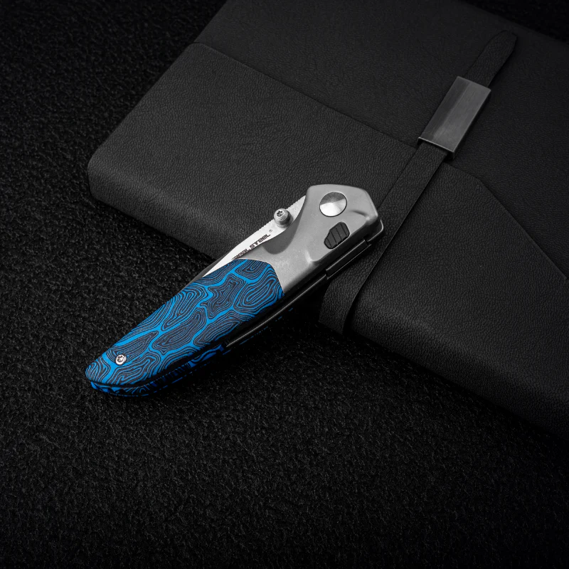 Hoeft | S35VN | Titanium & Blue Damascus G10 - Image 6